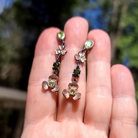 Natural Kharma by Avelon Jewelry - Peridot & crome Diopside Rose Gold dramatic Earrings